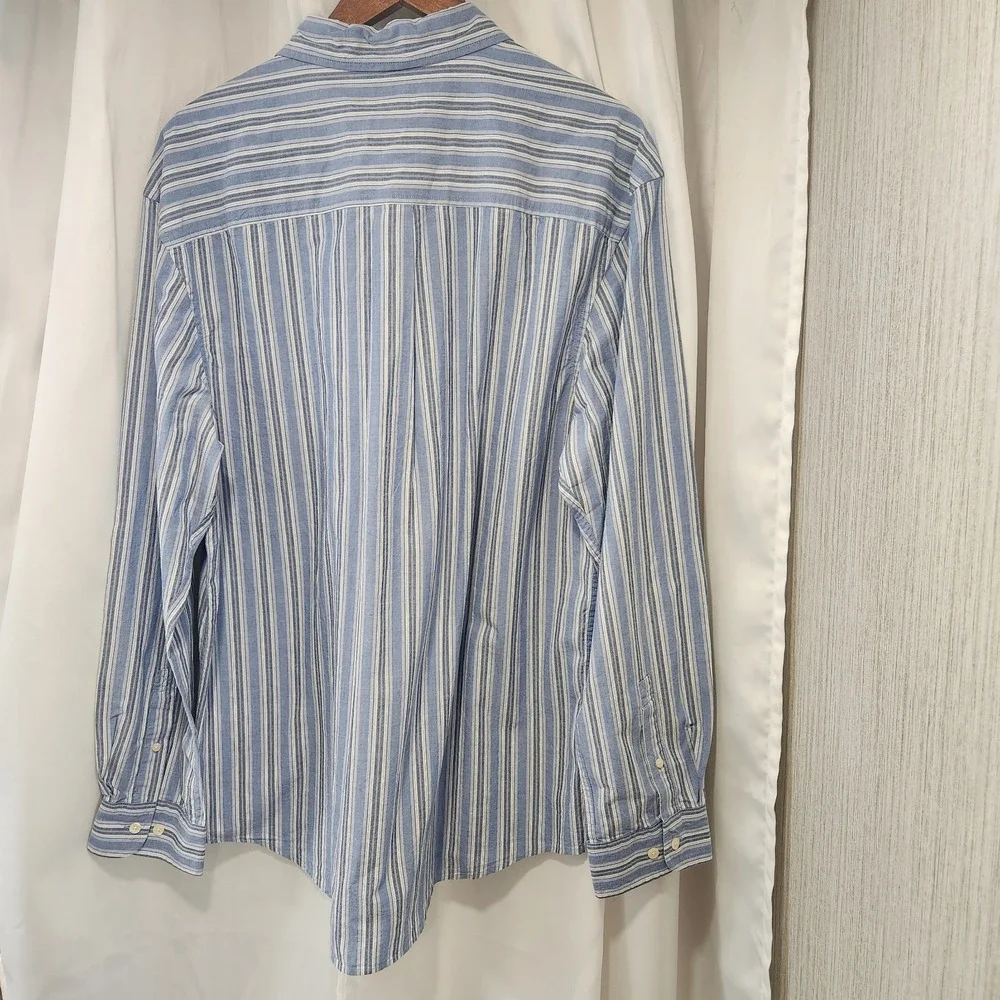 NWT  Timberland Long Sleeve Button Up Shirt  Blue White Striped‎ Cotton Men's XL